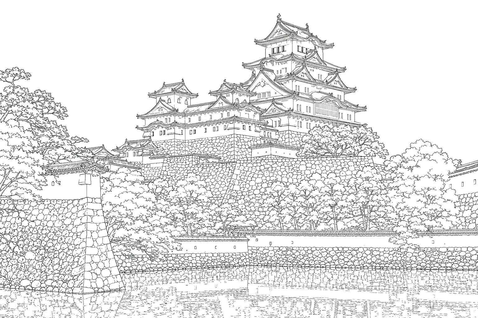 姫路城と堀(ふつう)
