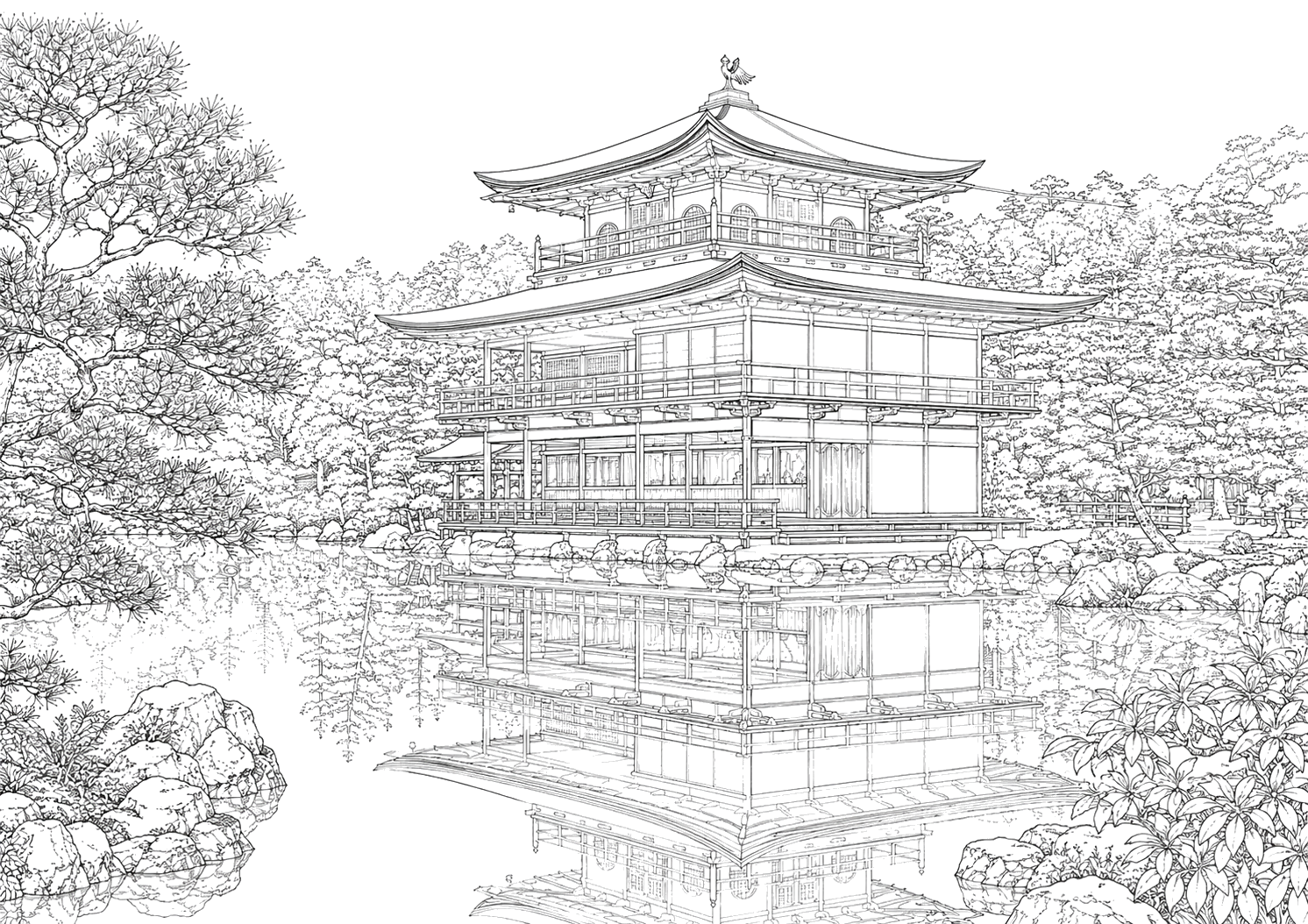 金閣寺と池(ふつう)