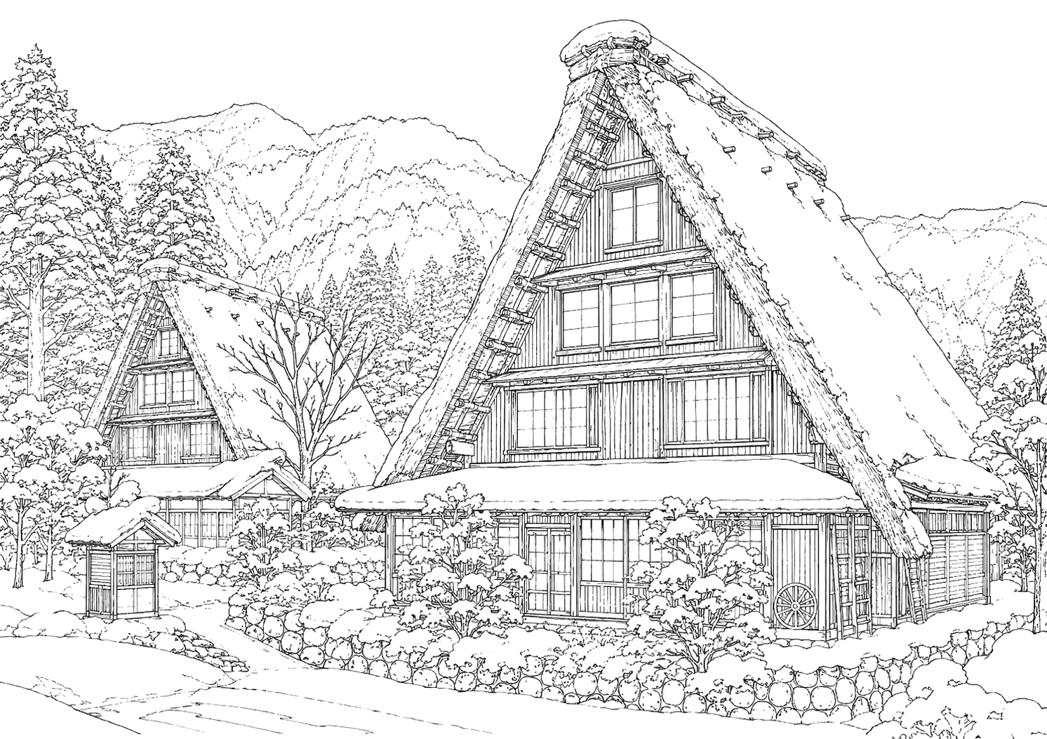 合掌造りと雪(ふつう)