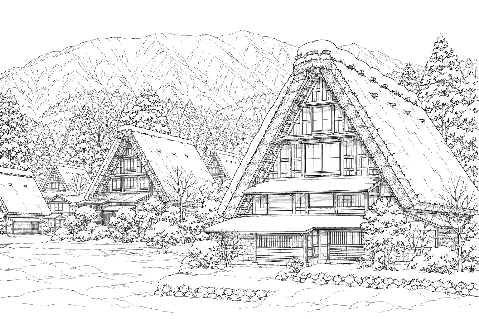 白川郷の集落(こまかい)