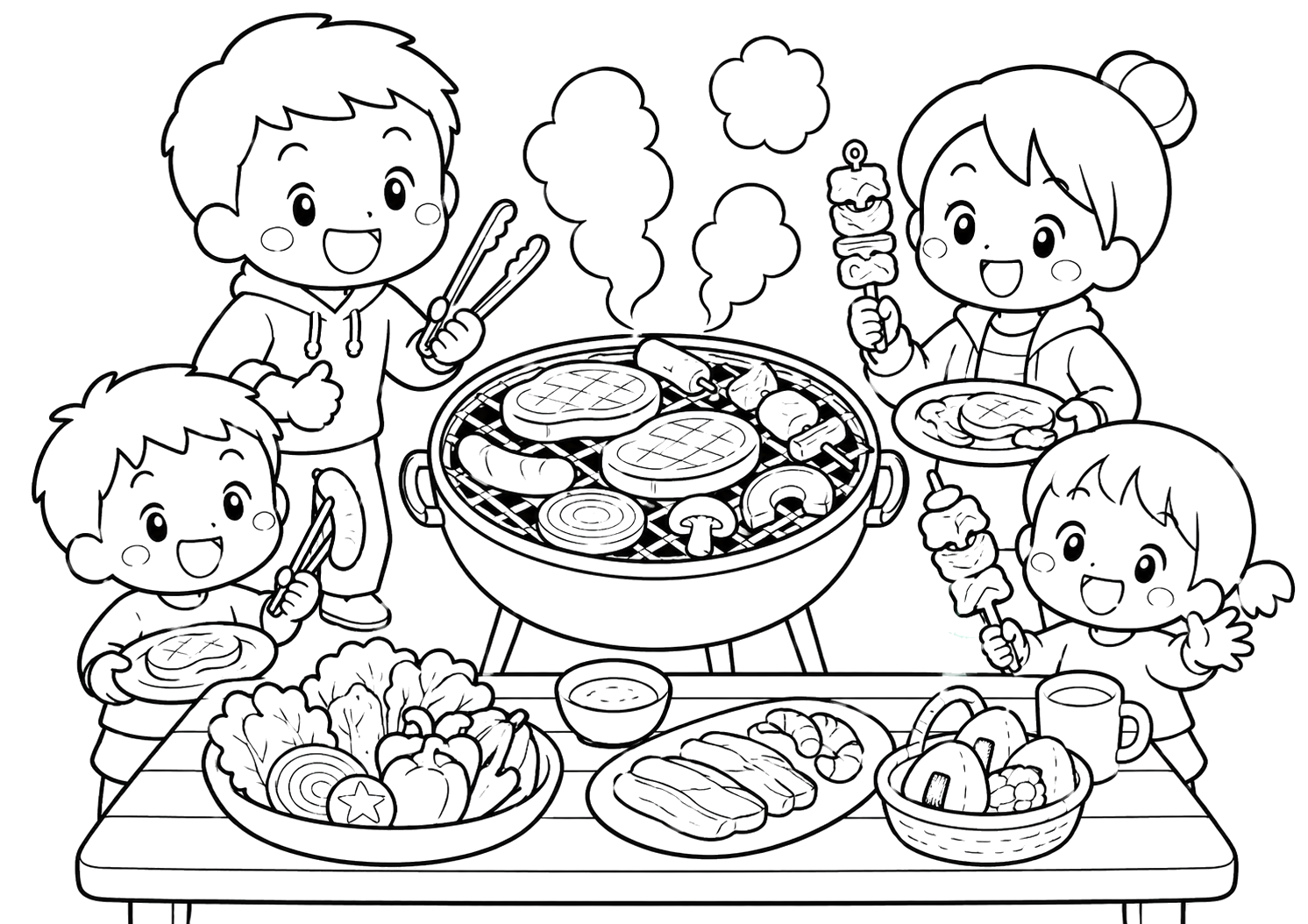 にぎやかなバーベキュー