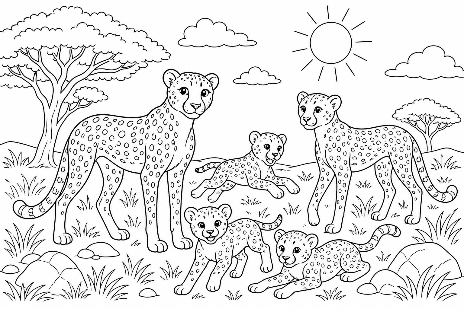 にぎやかなチーター家族