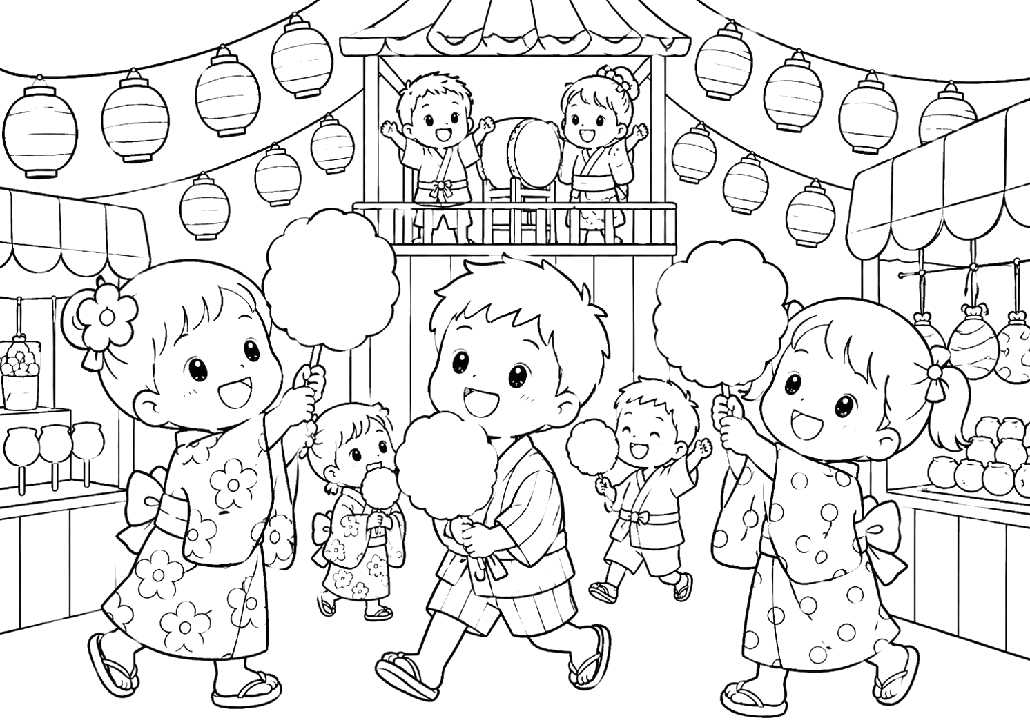 おまつりでわたあめ