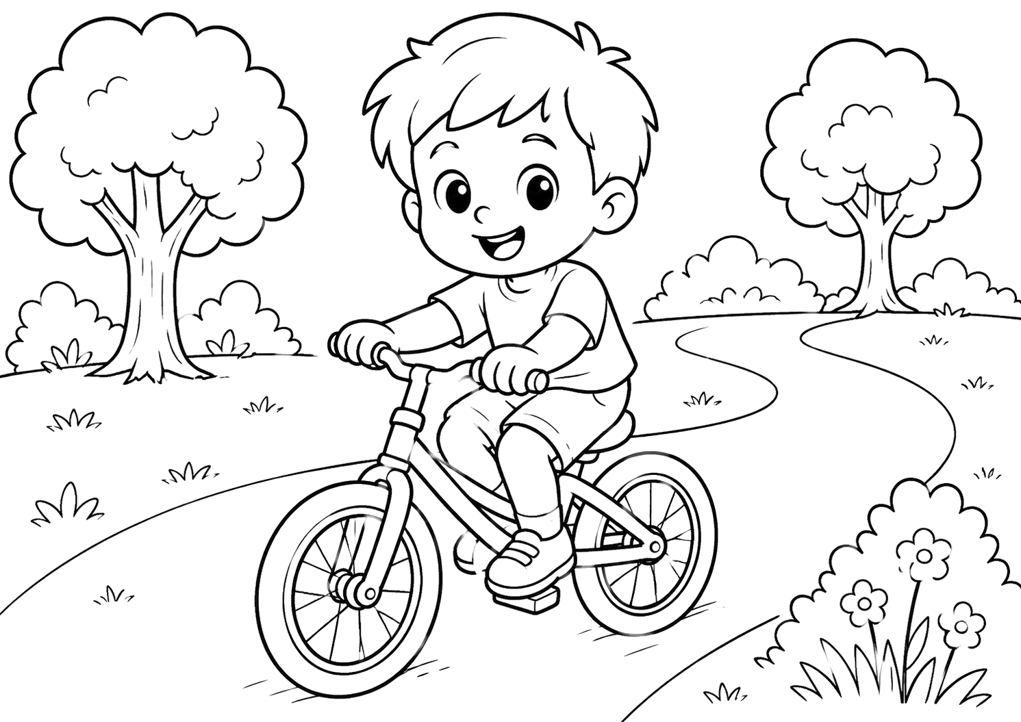 こうえんをサイクリング