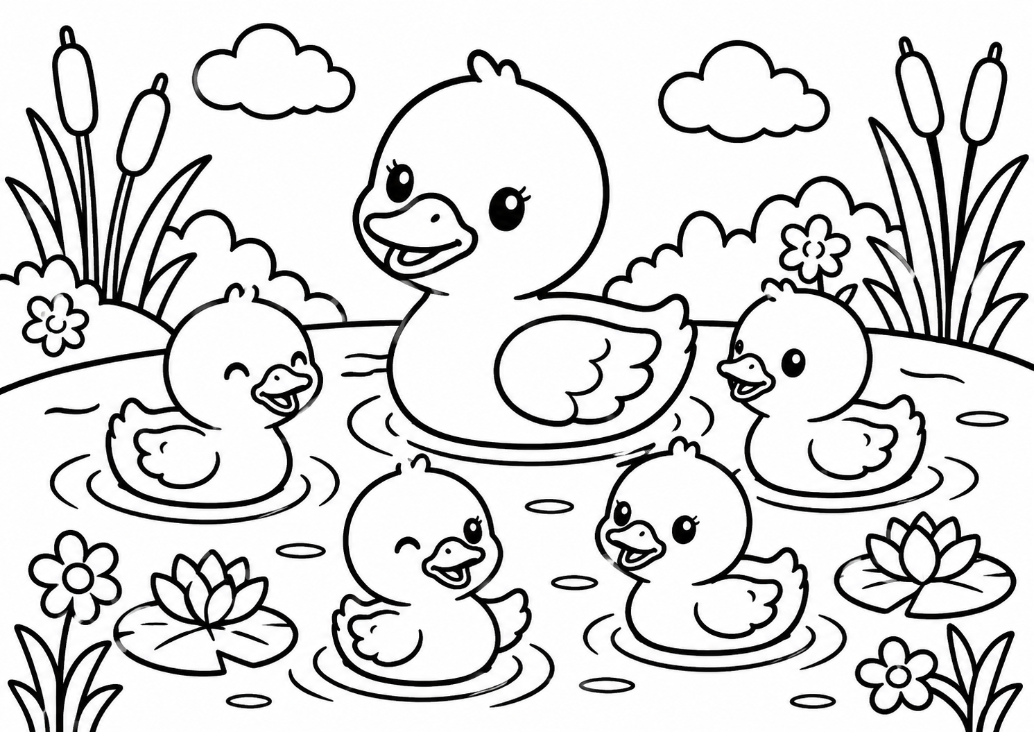 あひる親子のいけあそび