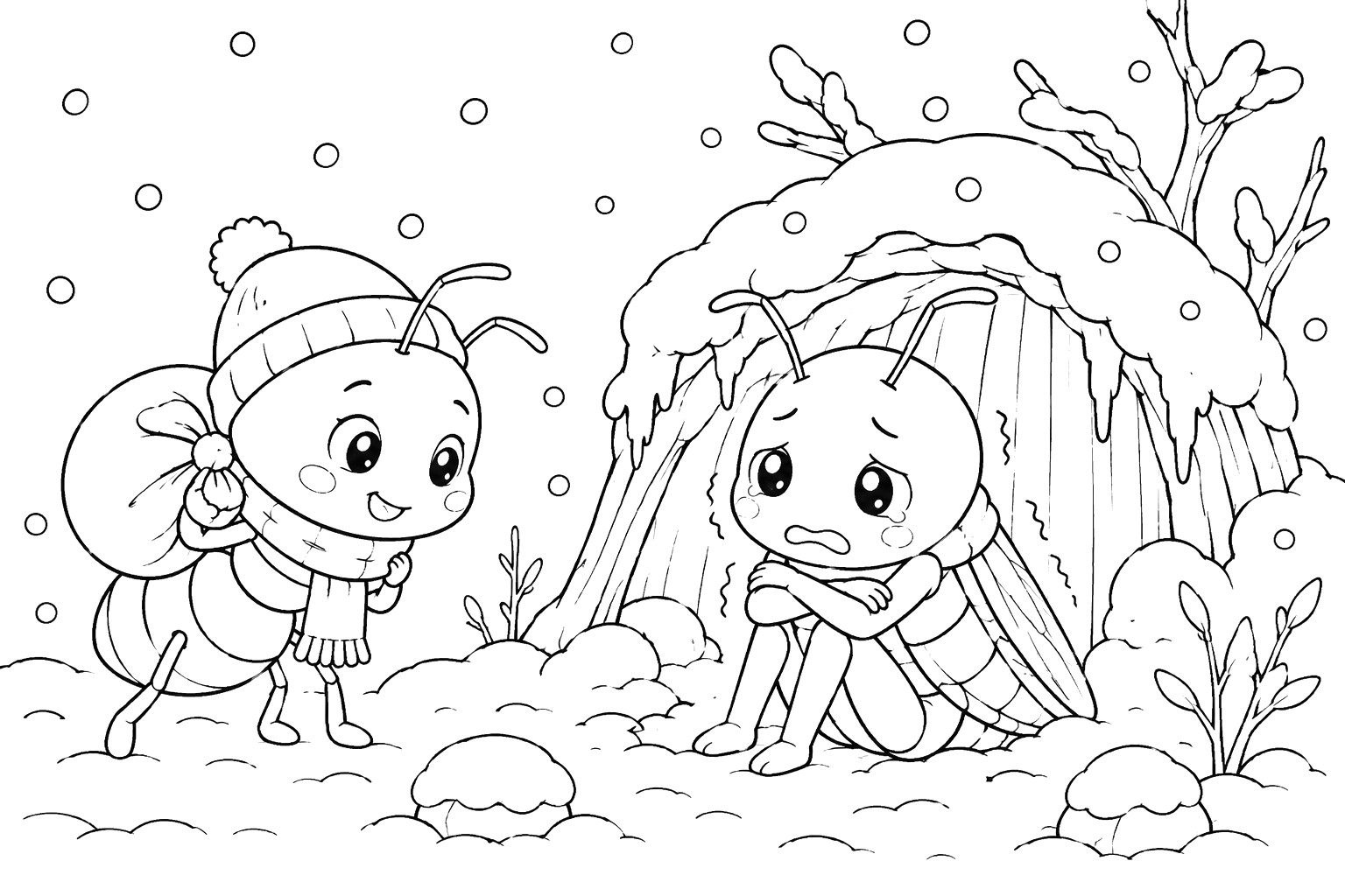 アリとキリギリス：ふゆでこごえる