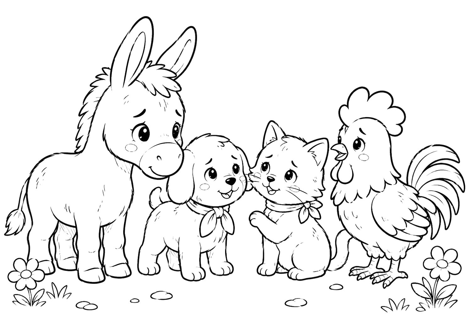 ブレーメンのおんがくたい：よんひきがであう