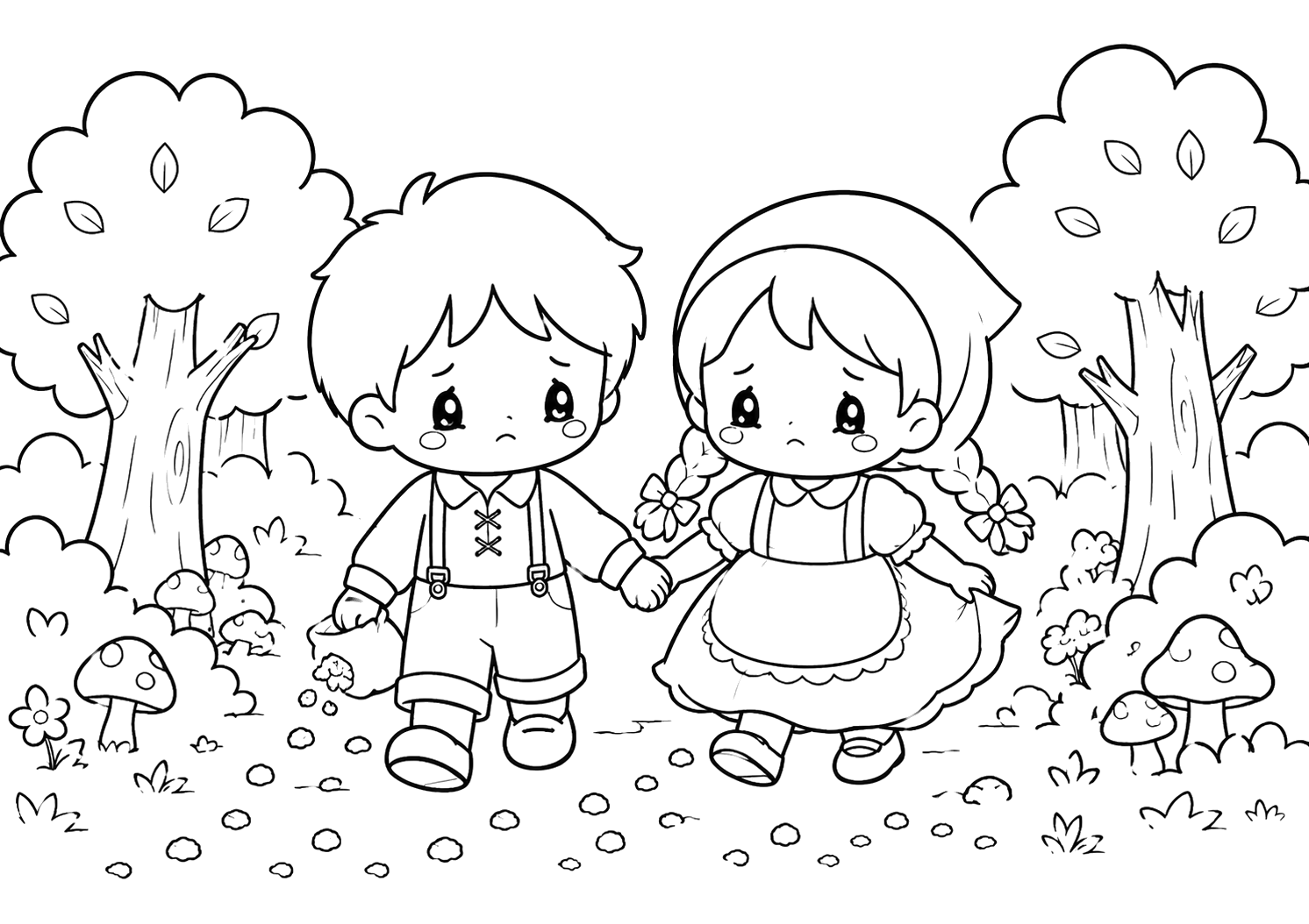 ヘンゼルとグレーテル：もりにすてられる