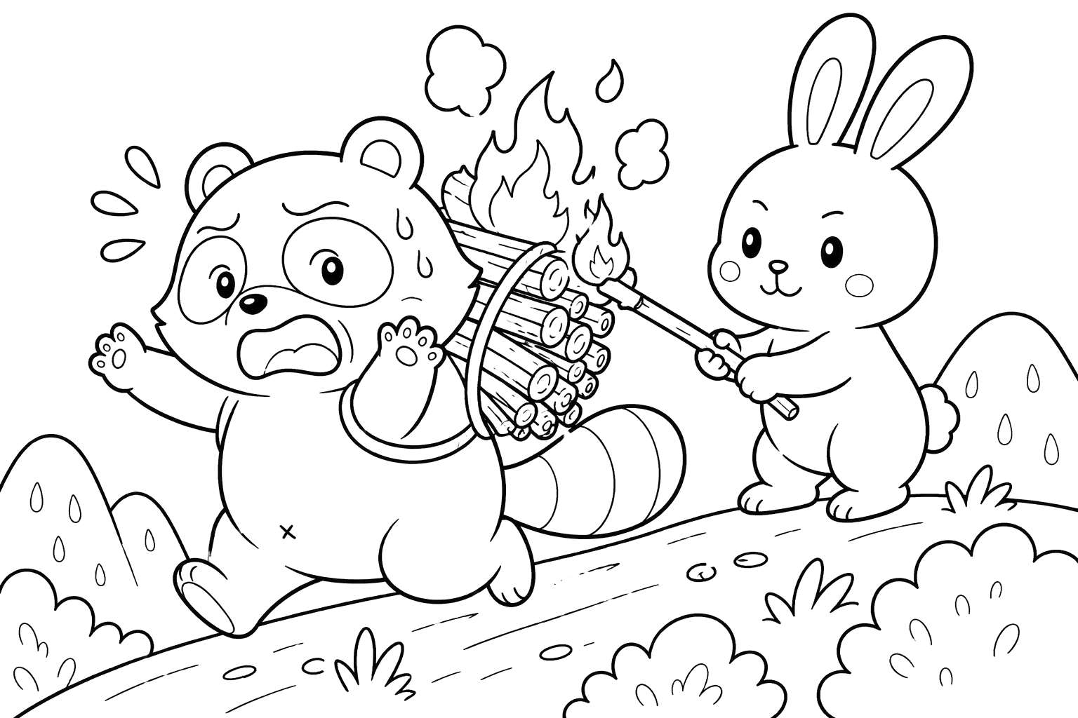かちかちやま：せなかにかちかち