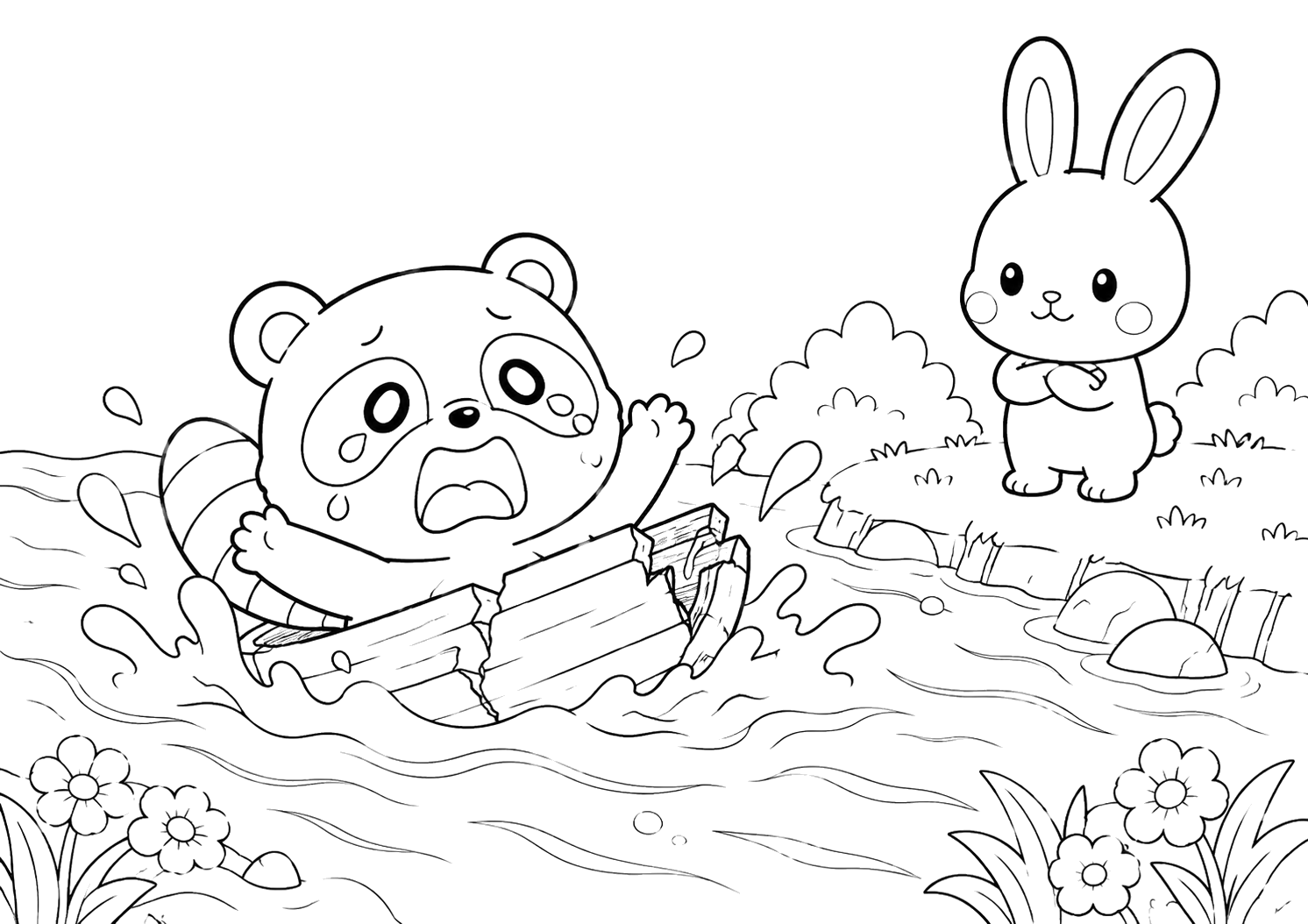 かちかちやま：どろぶねでしずむ