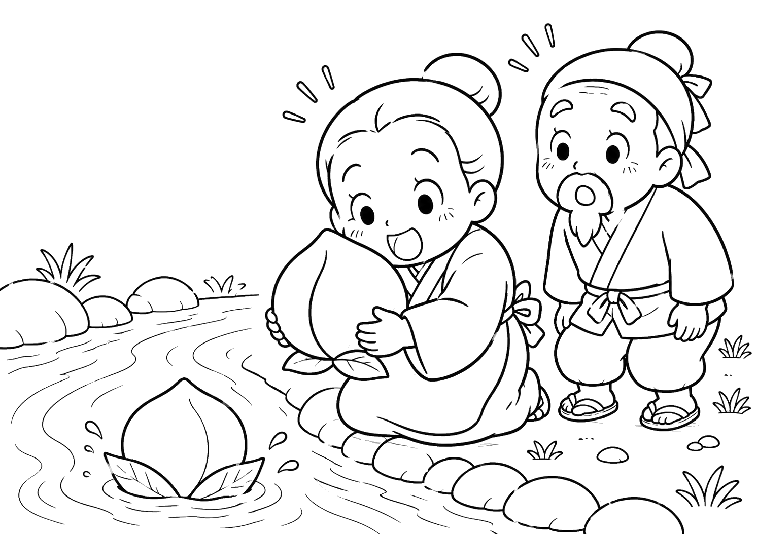 おばあさんとおおきなもも