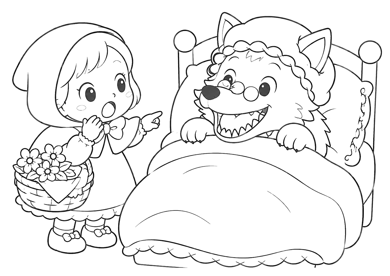 あかずきん：おばあさんにばけたオオカミ