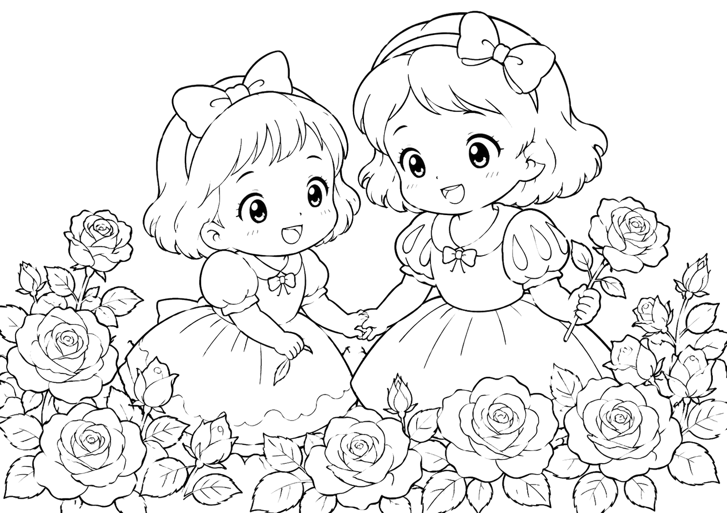 ゆきしろとべにばら：しろとあかのバラ