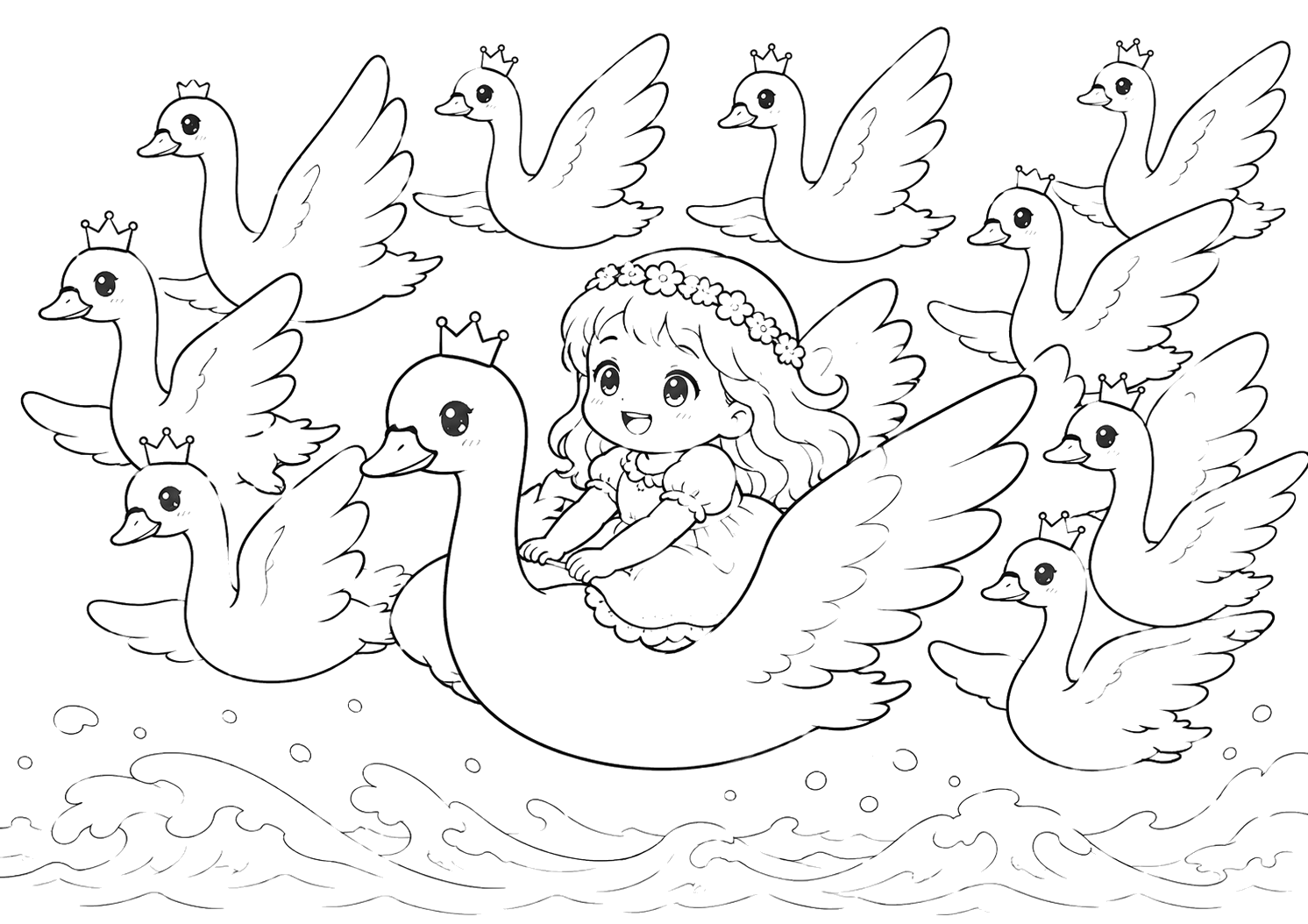 やせいのはくちょう：せにのせてとぶ