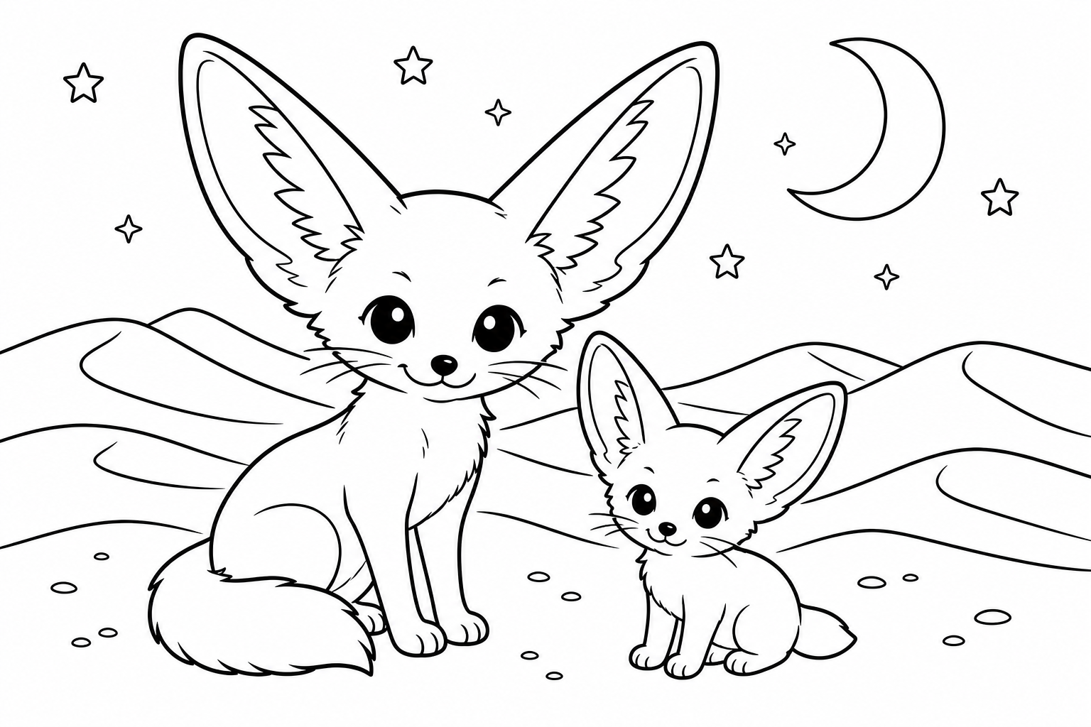 さばくのフェネック親子