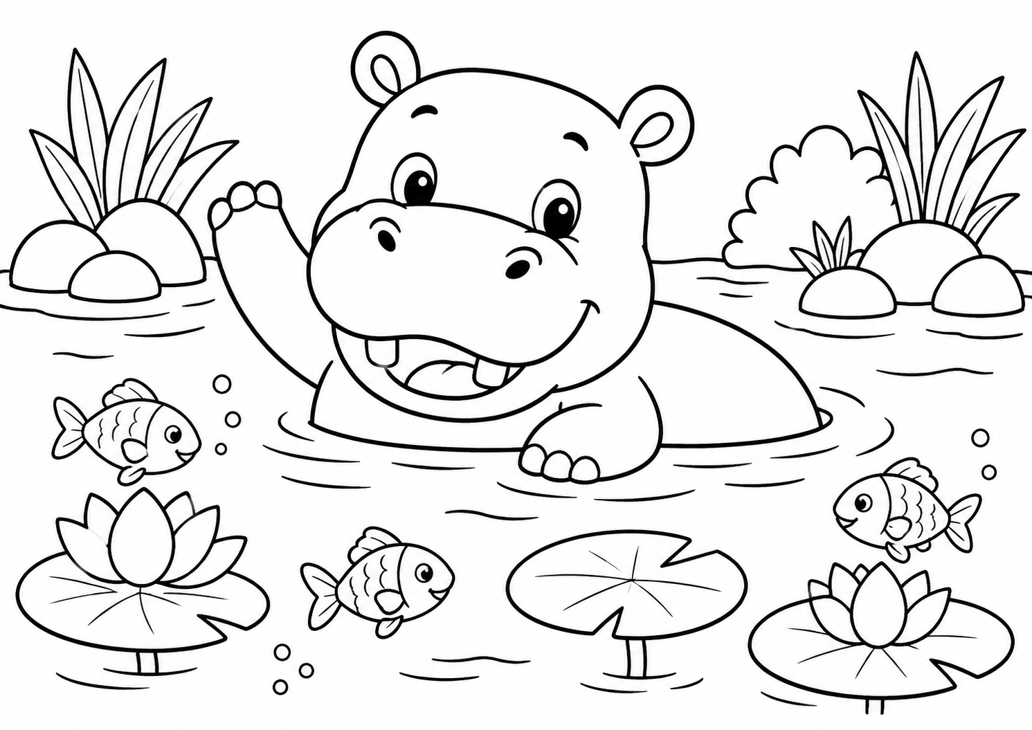 かわのかばさんと魚たち