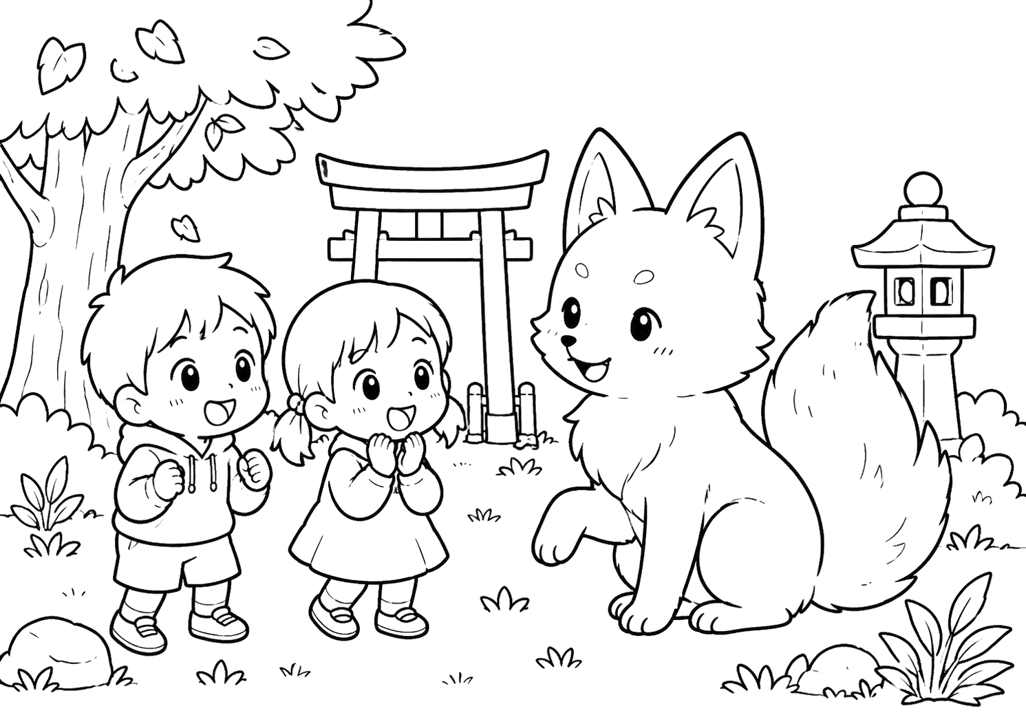 きつねとであった