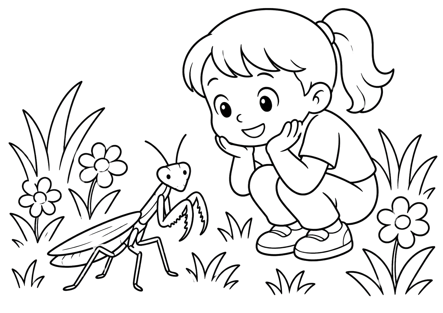 カマキリをかんさつ