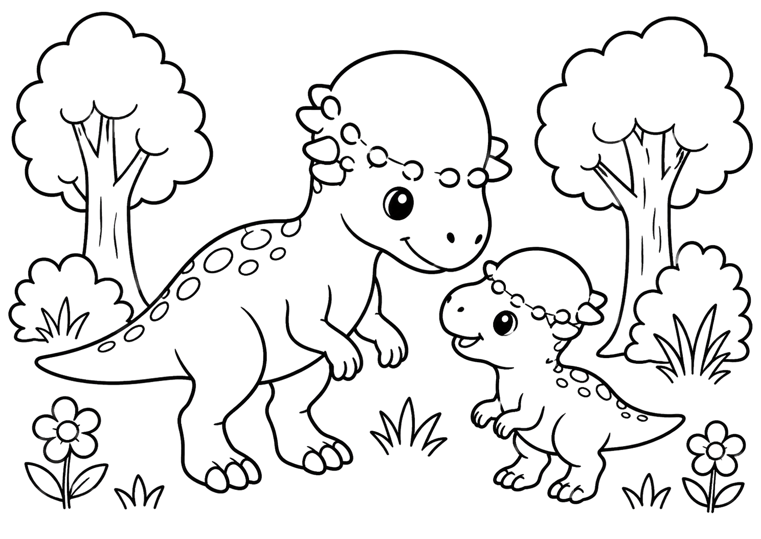パキケファロサウルスのおやこ