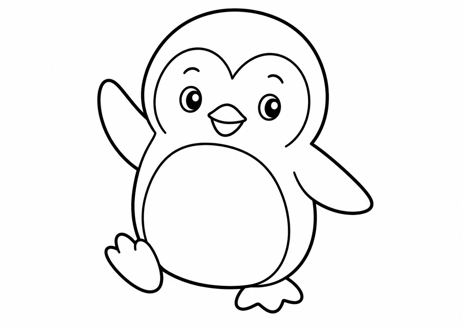 てをふってあいさつするペンギン