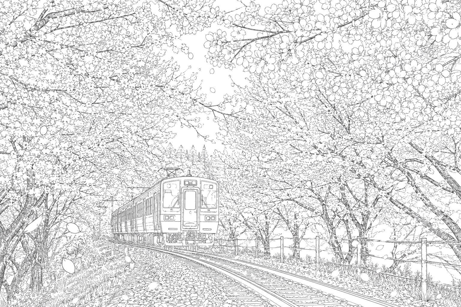 桜と電車(やさしい)