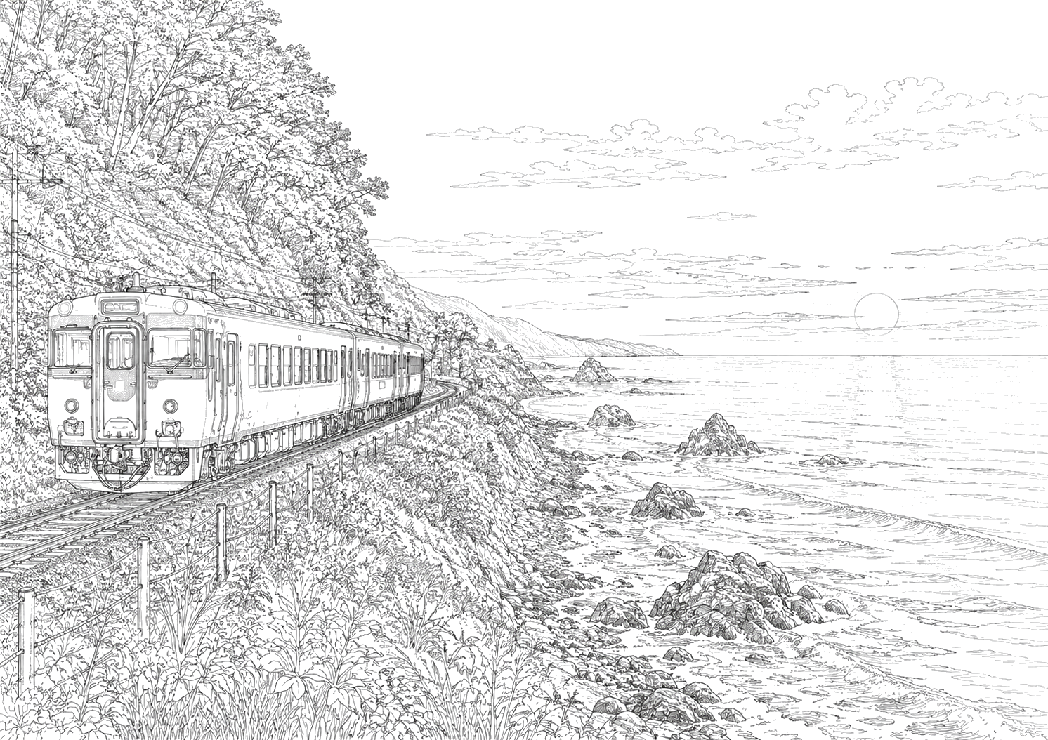 海岸の列車（やさしい）