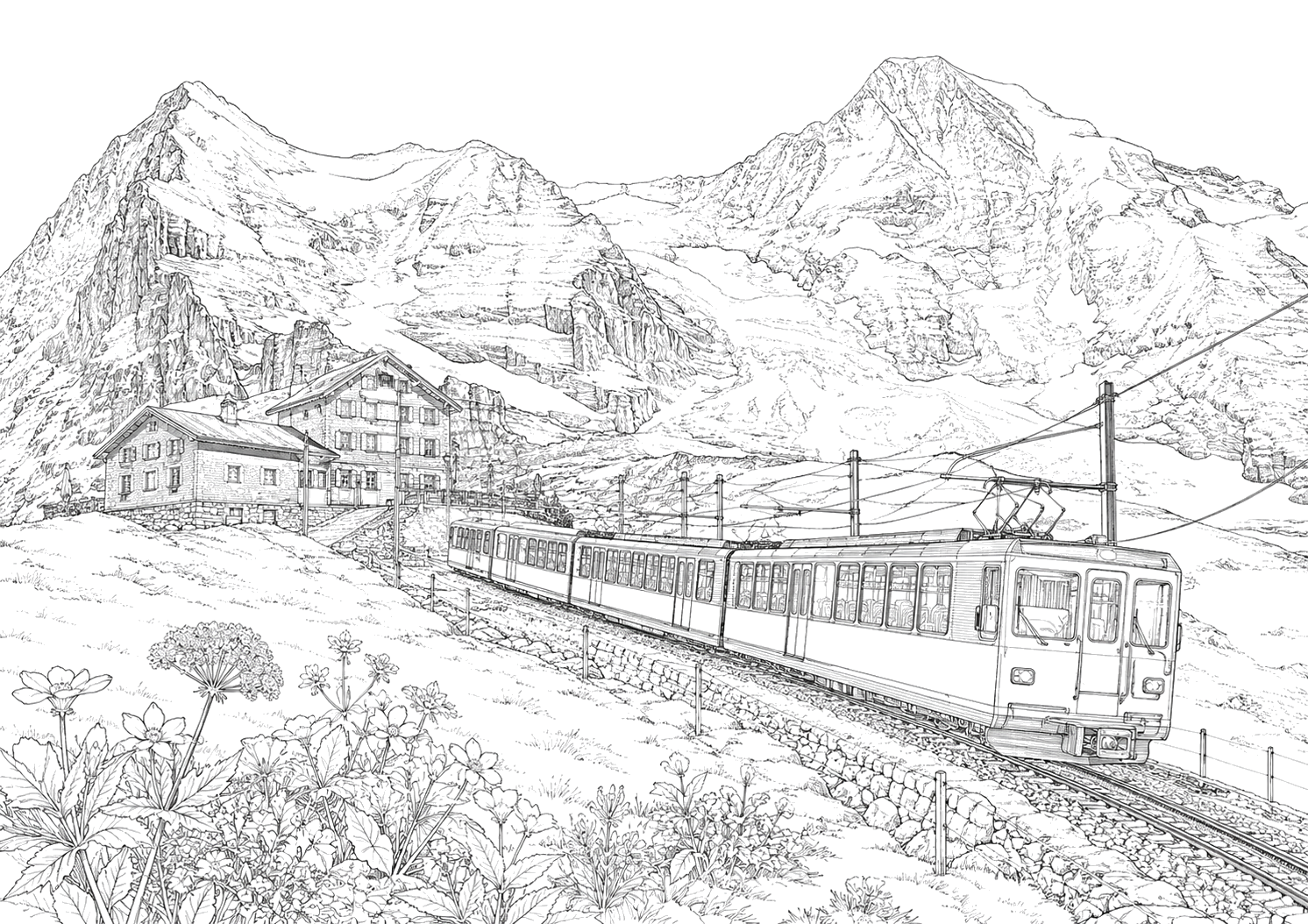 スイスアルプスの山岳鉄道