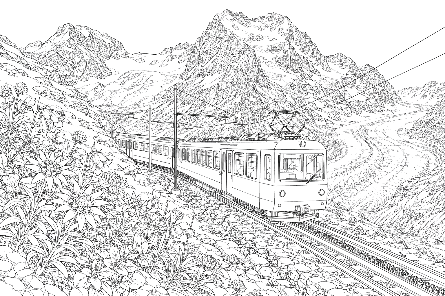 スイスアルプスの山岳鉄道