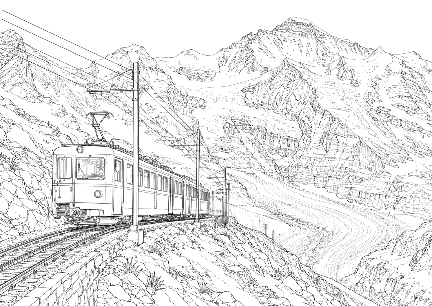 スイスアルプスの山岳鉄道