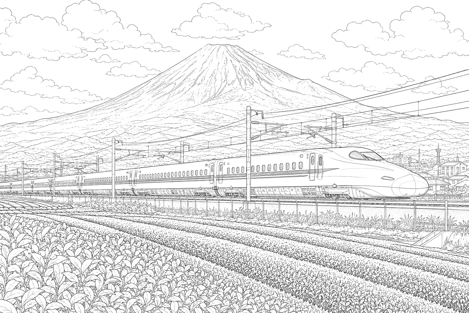 新幹線と富士山(細密)