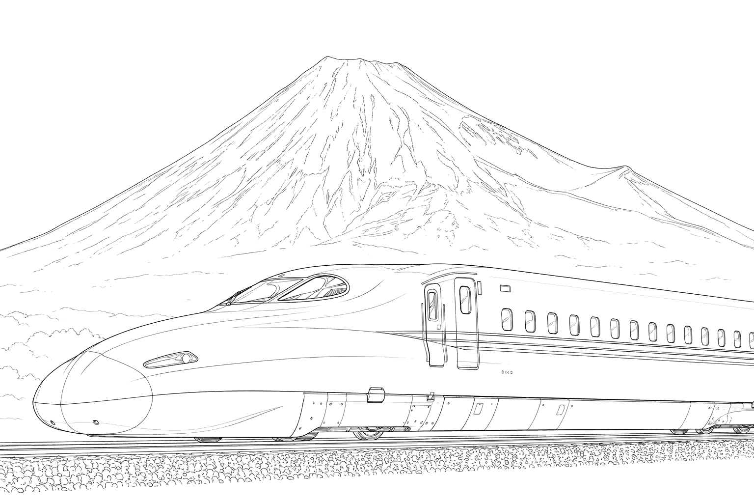 新幹線と富士山(やさしい)
