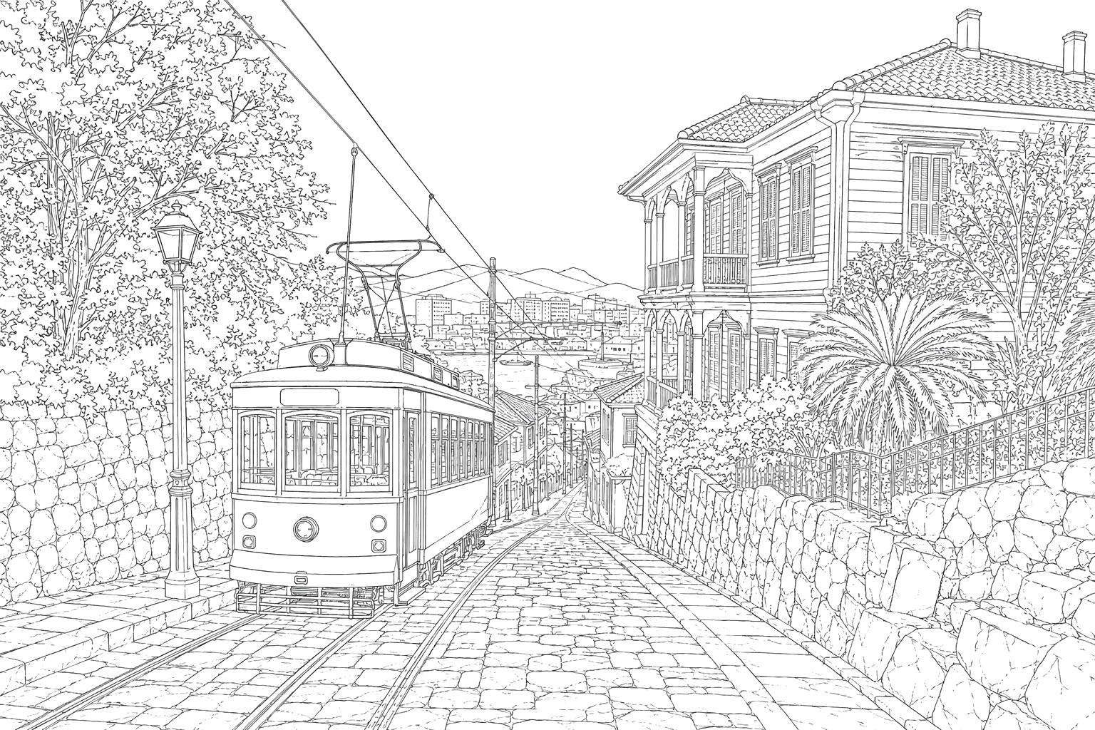 長崎の坂道と路面電車(こまかい)