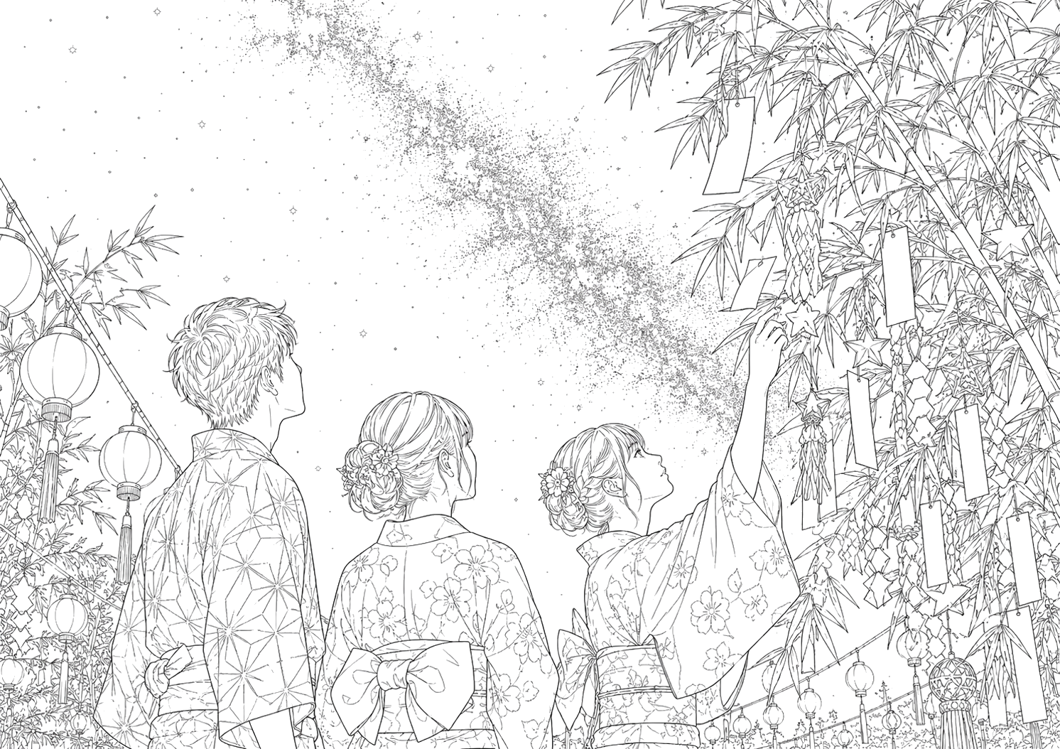 七夕祭りの夜（細密）
