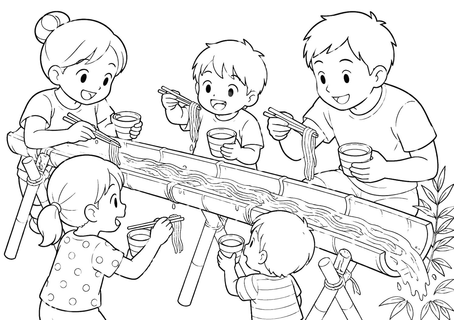 みんなでながしそうめん