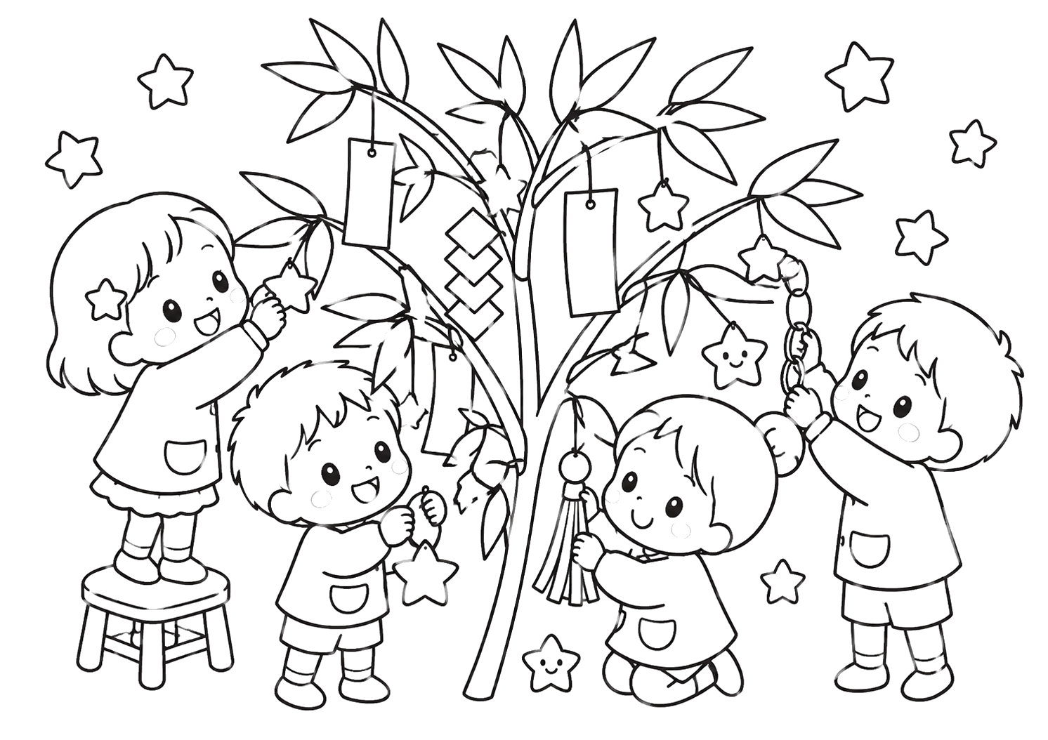 たなばたかざりつけ