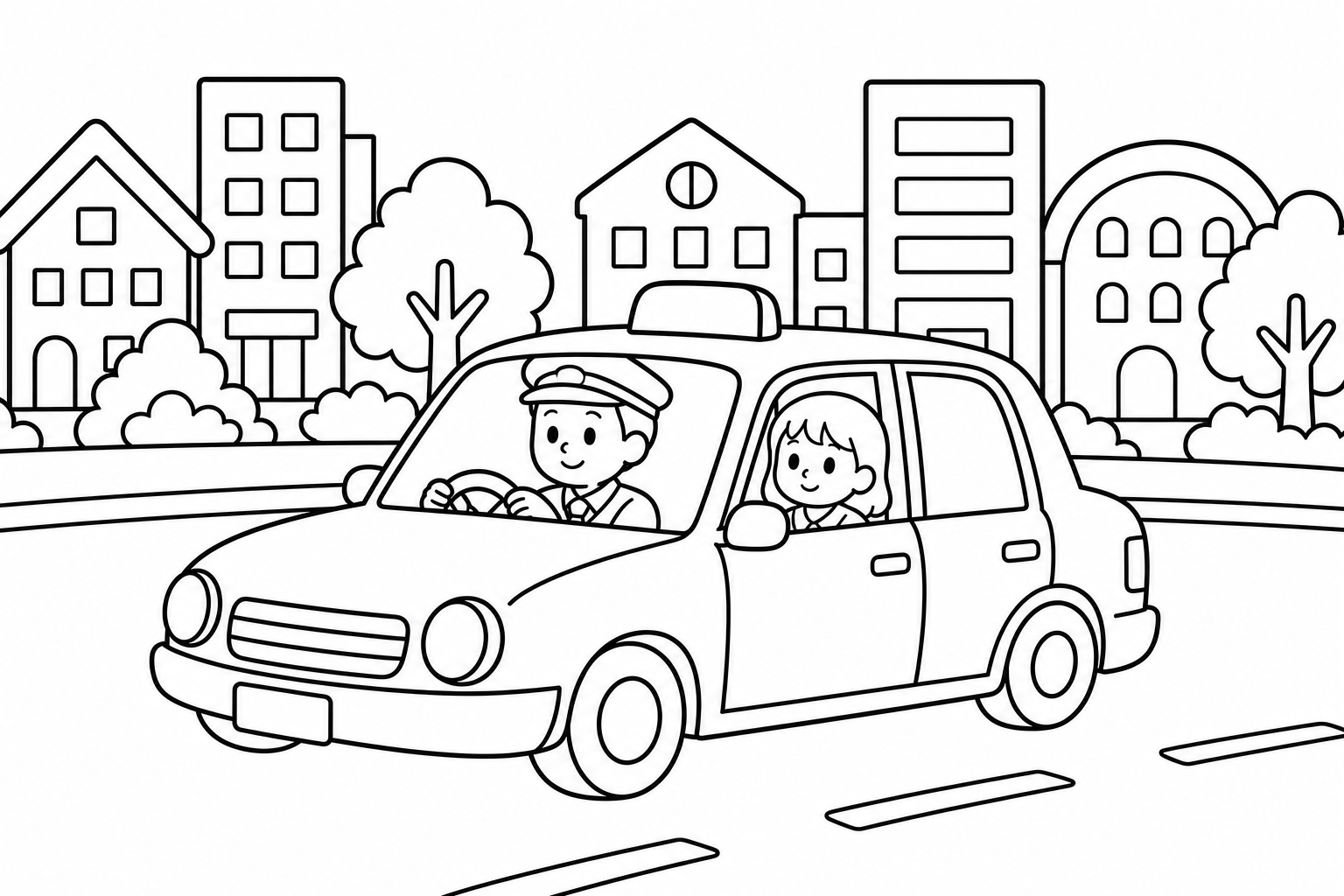 おきゃくさんをのせたタクシー