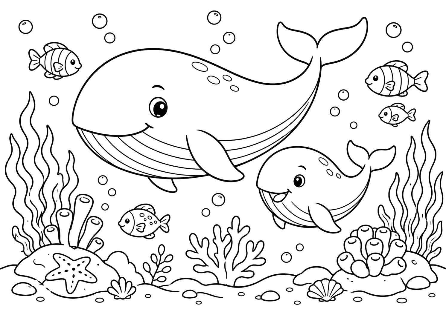 くじらのおやこと海の仲間たち